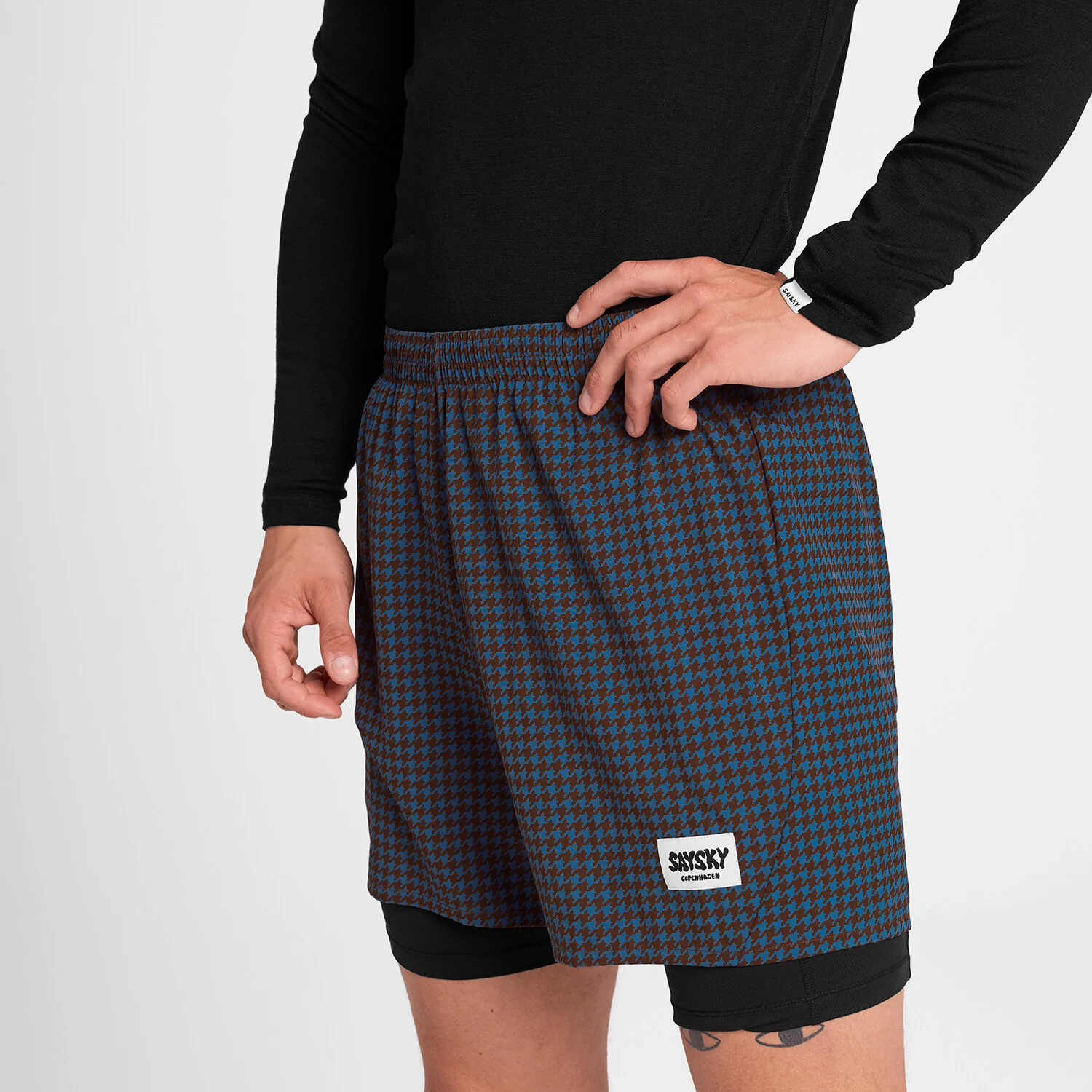 Houndstooth Pace 2 in 1 Shorts 5''